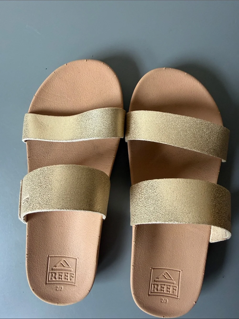 Reef Kids Metallic Gold Double Strap Slides